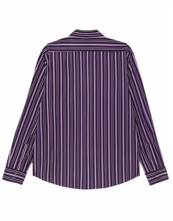 Camicia da uomo Hugo Boss Large in cotone a righe viola