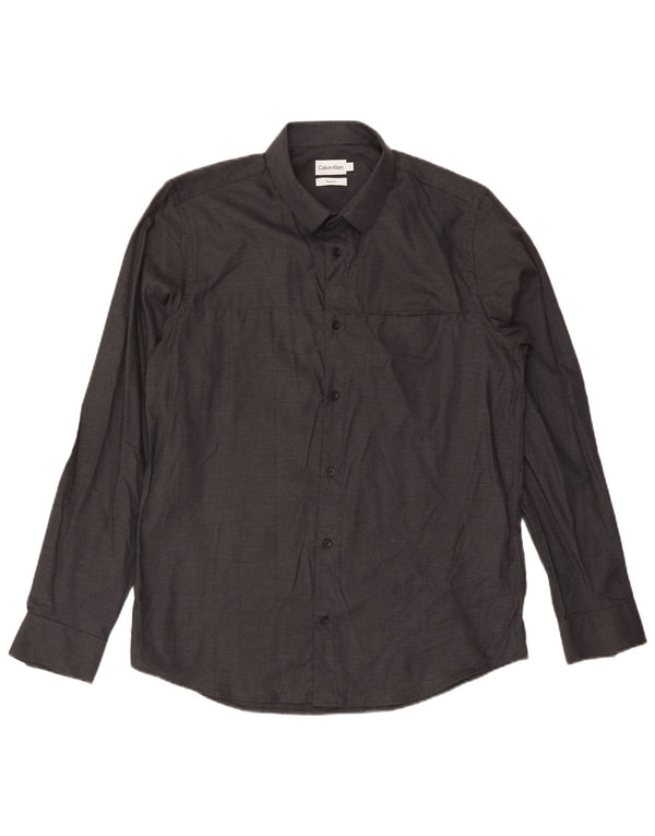 Camicia da uomo Regular Fit Calvin Klein, cotone gessato nero grande