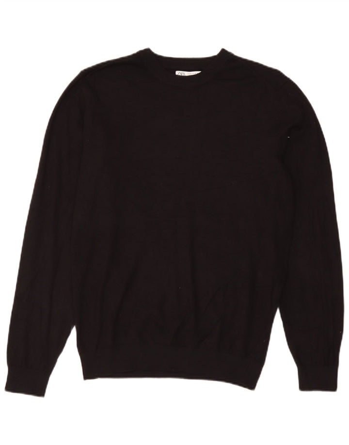 Maglione maglione girocollo da donna Zara UK 14 viscosa nera media