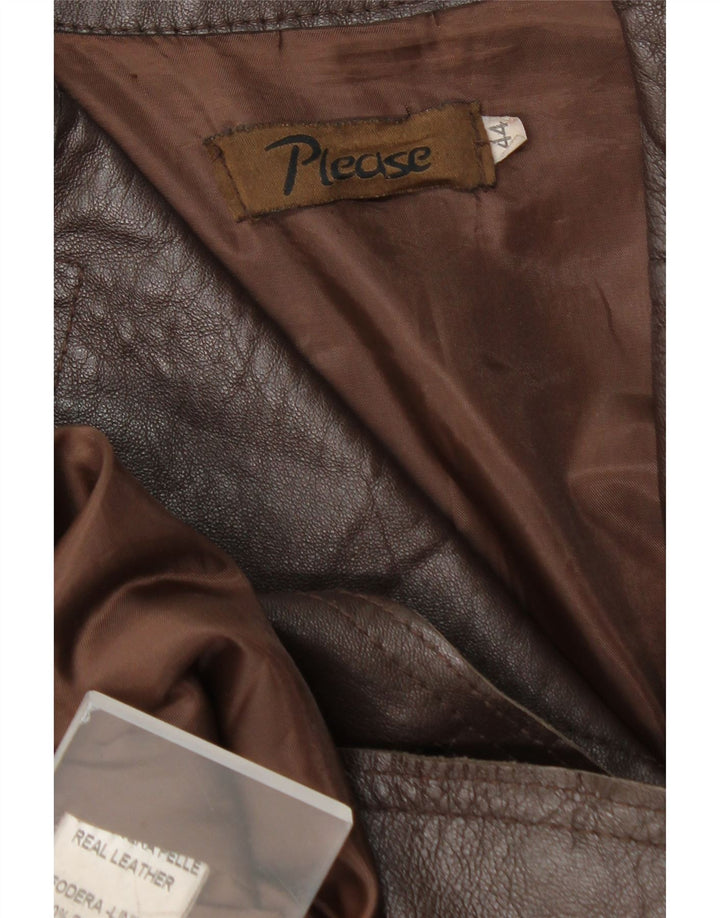 Giacca in pelle da donna vintage IT 44 in pelle marrone medio