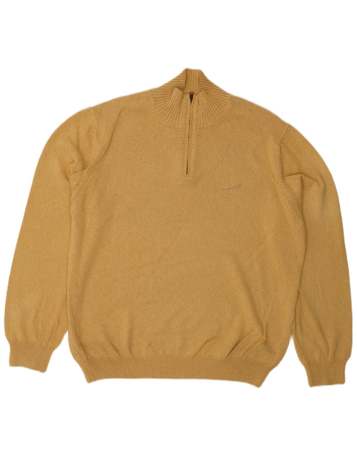 Maglione da uomo con collo con zip Henry Cottons, grande cotone giallo