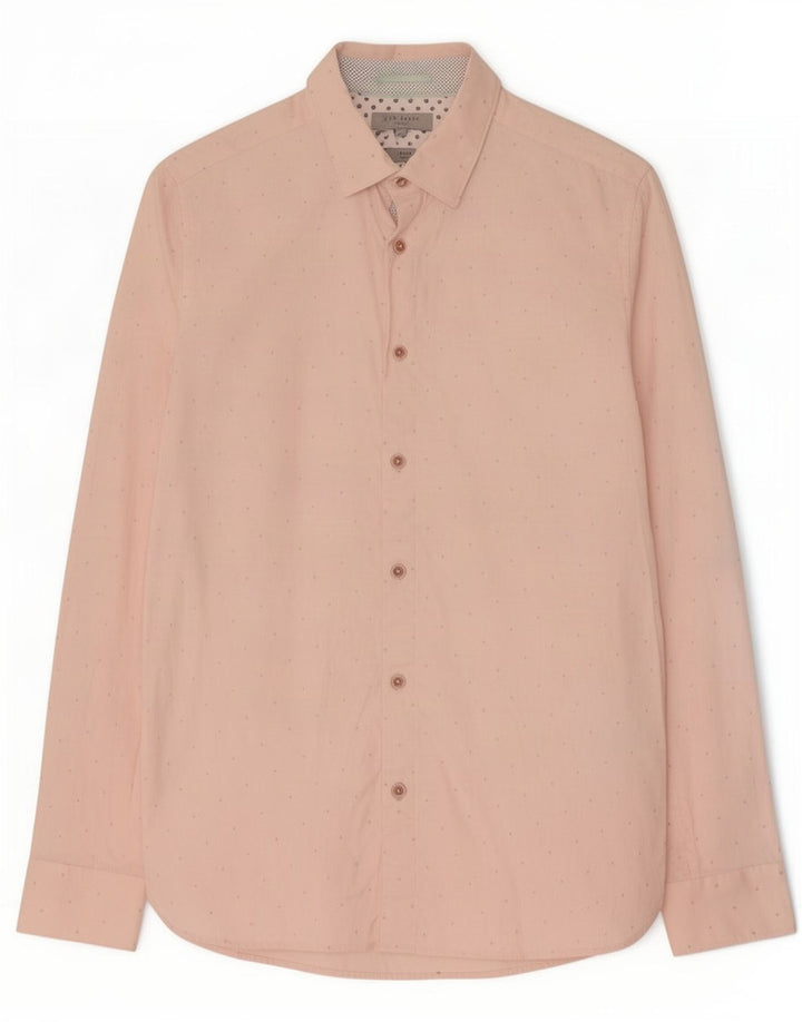 Camicia da uomo Ted Baker taglia 3 cotone maculato rosa medio
