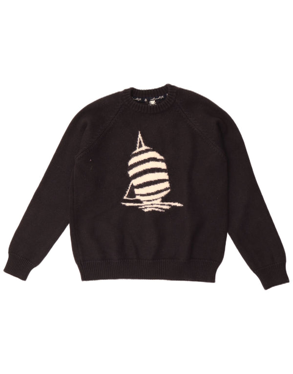 Maglione maglione girocollo con grafica da donna Marina Yachting UK 16 grande nero