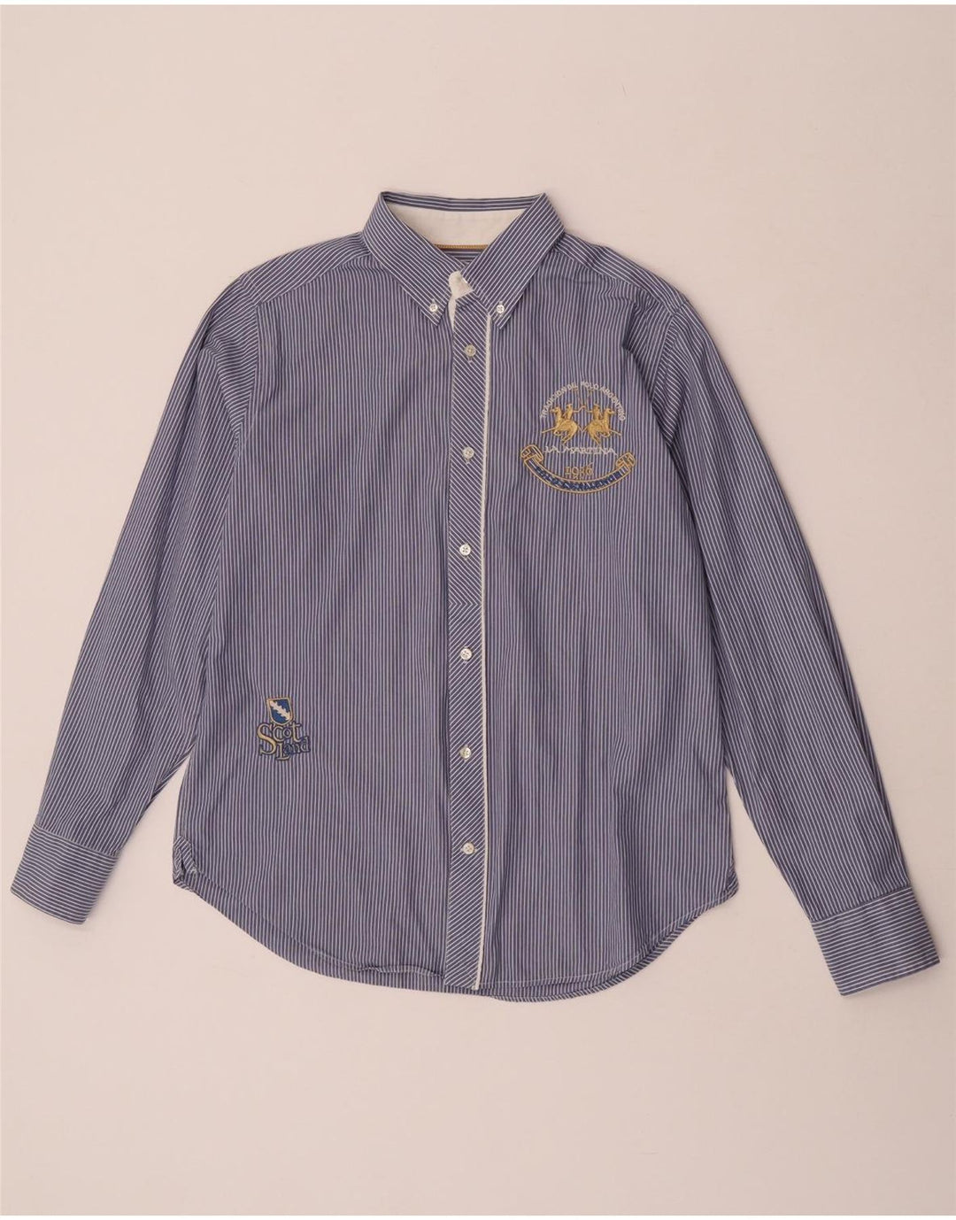 Camicia grafica da uomo La Martina in cotone a righe blu medio