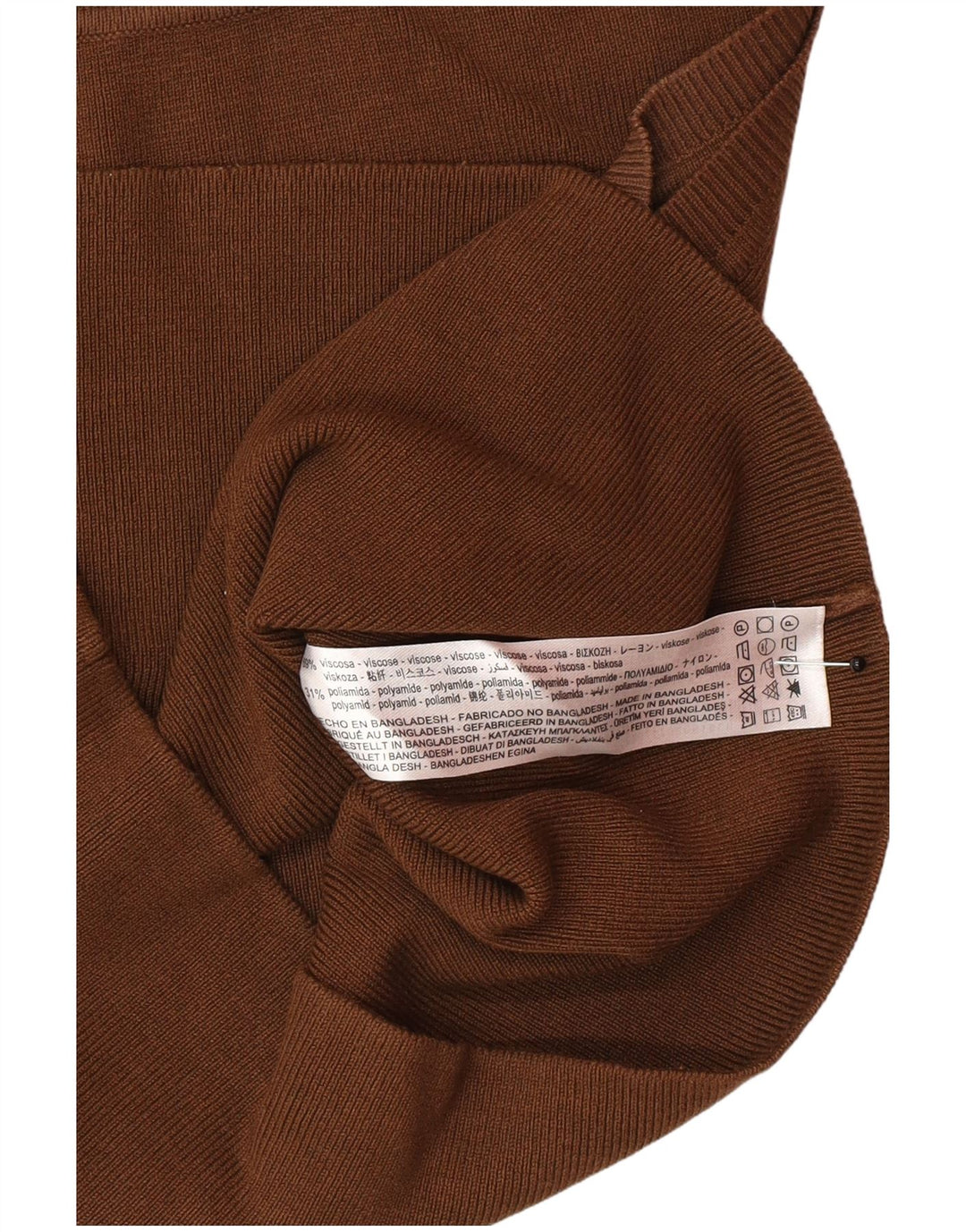 Top corto senza maniche da donna Zara UK 12 Viscosa marrone medio