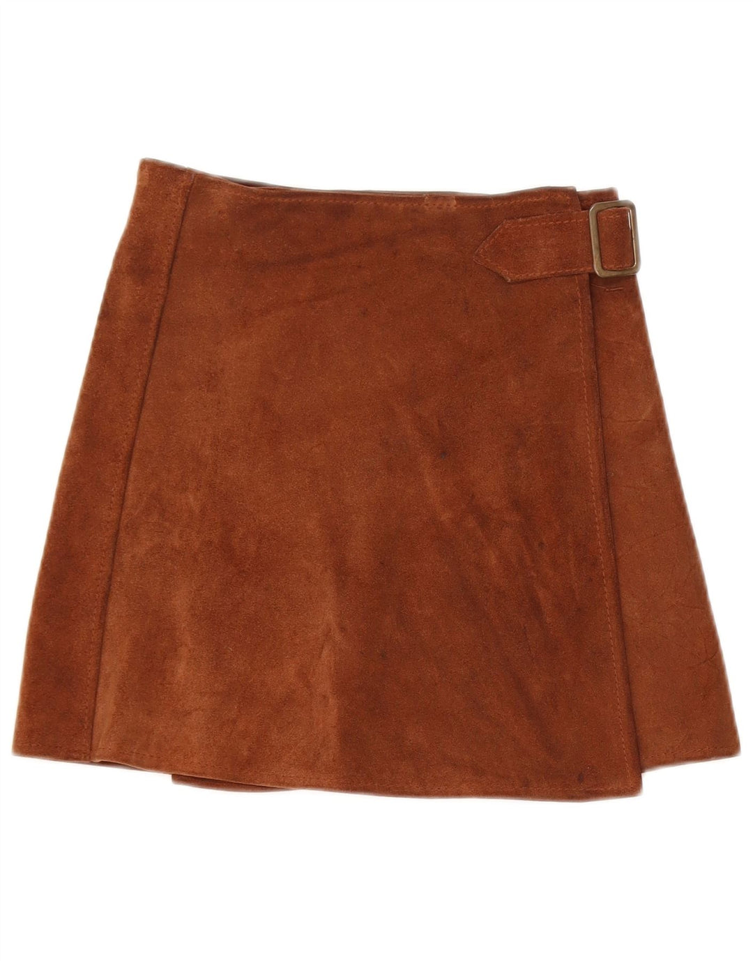 Gonna a portafoglio vintage in pelle scamosciata da donna W25 XS in pelle marrone