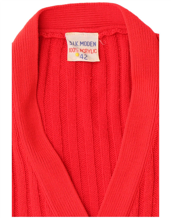 Maglione cardigan da donna vintage IT 42 Acrilico rosso medio