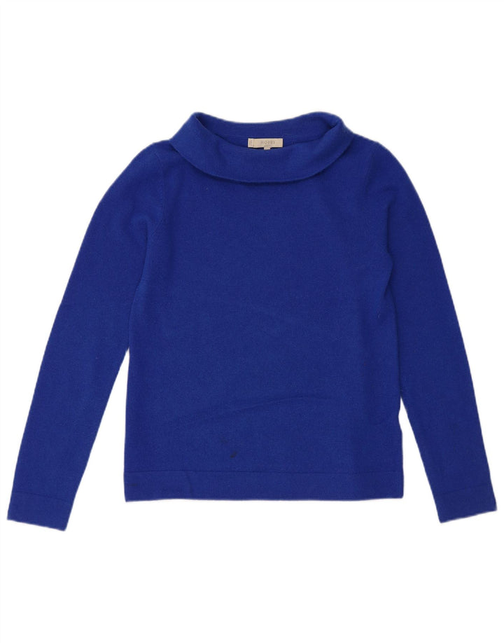 Maglione maglione a collo alto da donna HOBBS UK 10 piccolo lana blu