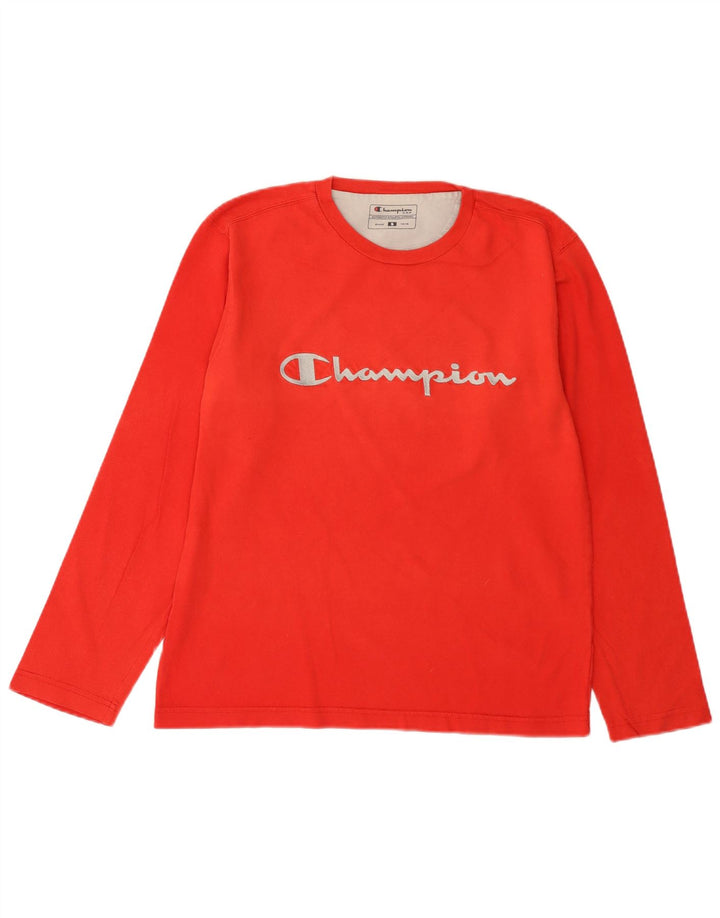 Champion Top grafico da uomo a maniche lunghe in cotone rosso piccolo