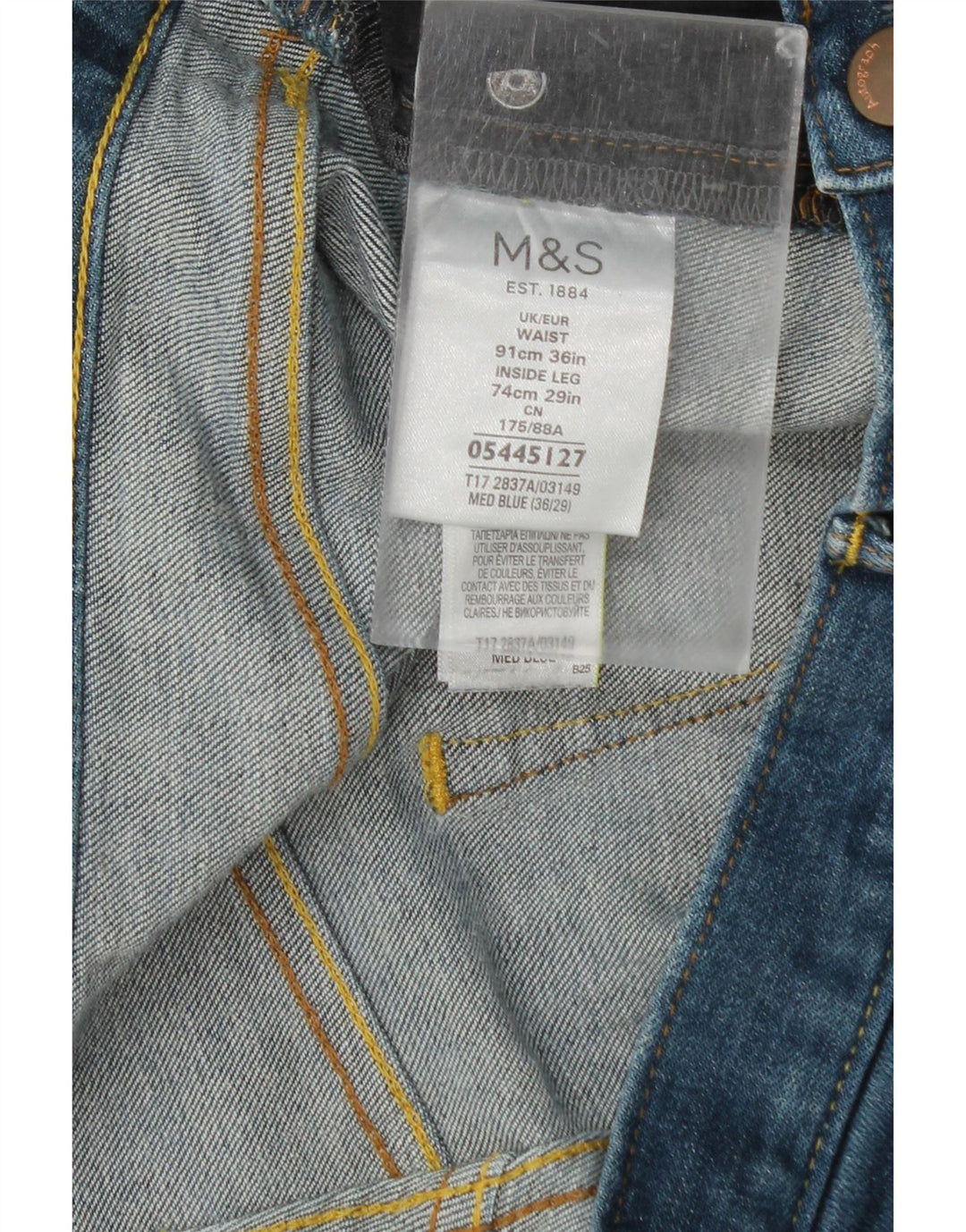 Jeans dritti autografi da uomo Marks & Spencer W36 L27 cotone blu