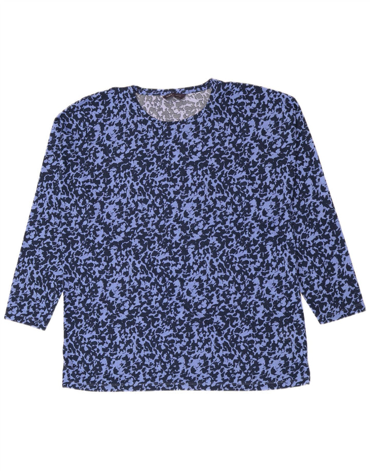 Marks & Spencer Top da donna a maniche lunghe UK 16 grande stampa animalier blu