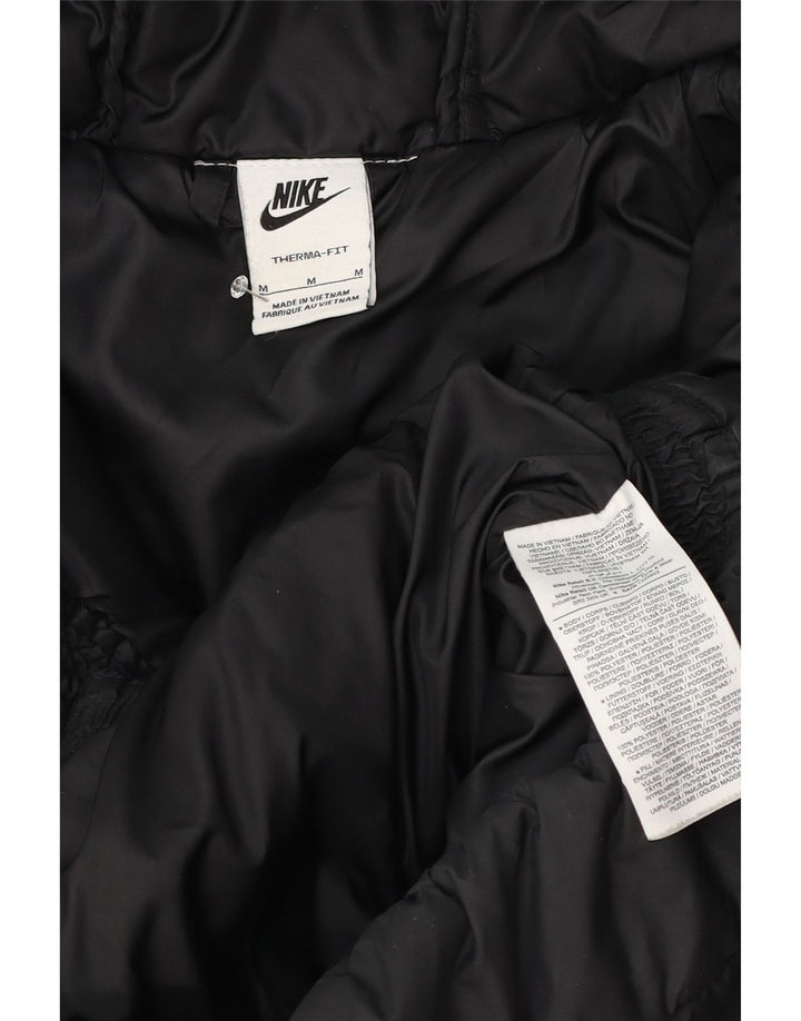 Giacca imbottita con cappuccio Nike Therma-Fit da uomo UK 38 medio poliestere nero