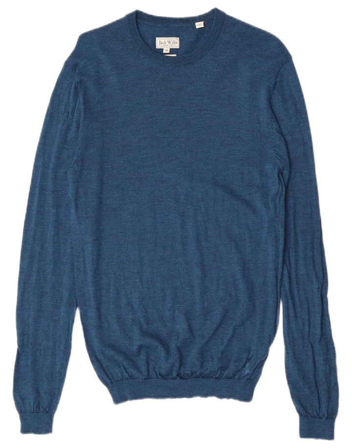 Maglione maglione girocollo da uomo Jack Wills blu medio in lana merino