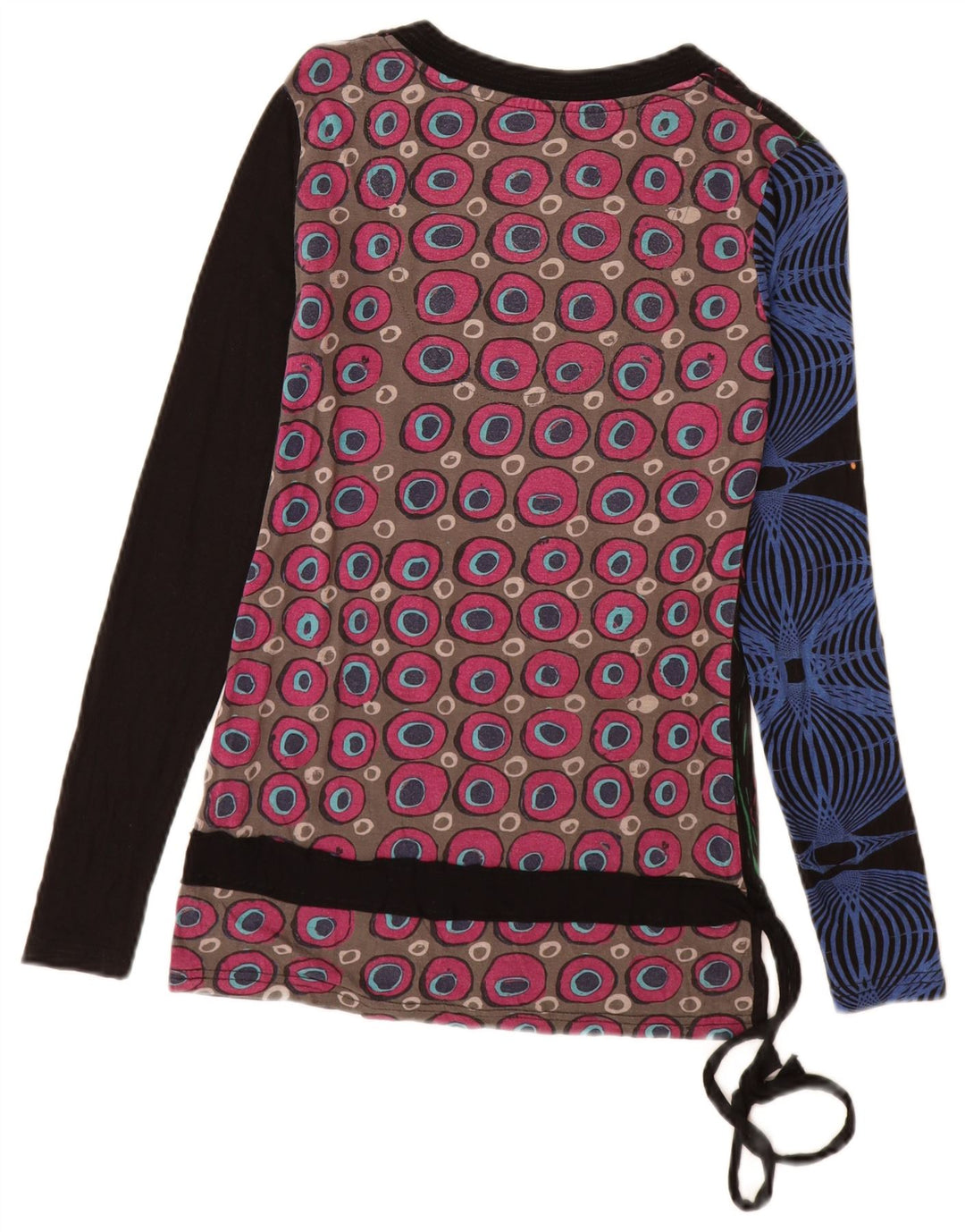 Desigual Womens Graphic Top manica lunga UK 10 Small multicolore in viscosa