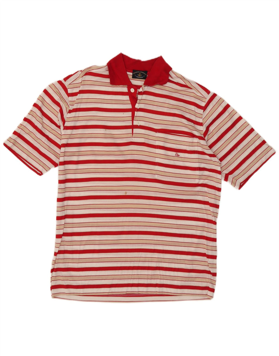 Polo Uomo Amerigo Vespucci Cotone Rigato Rosso Medio