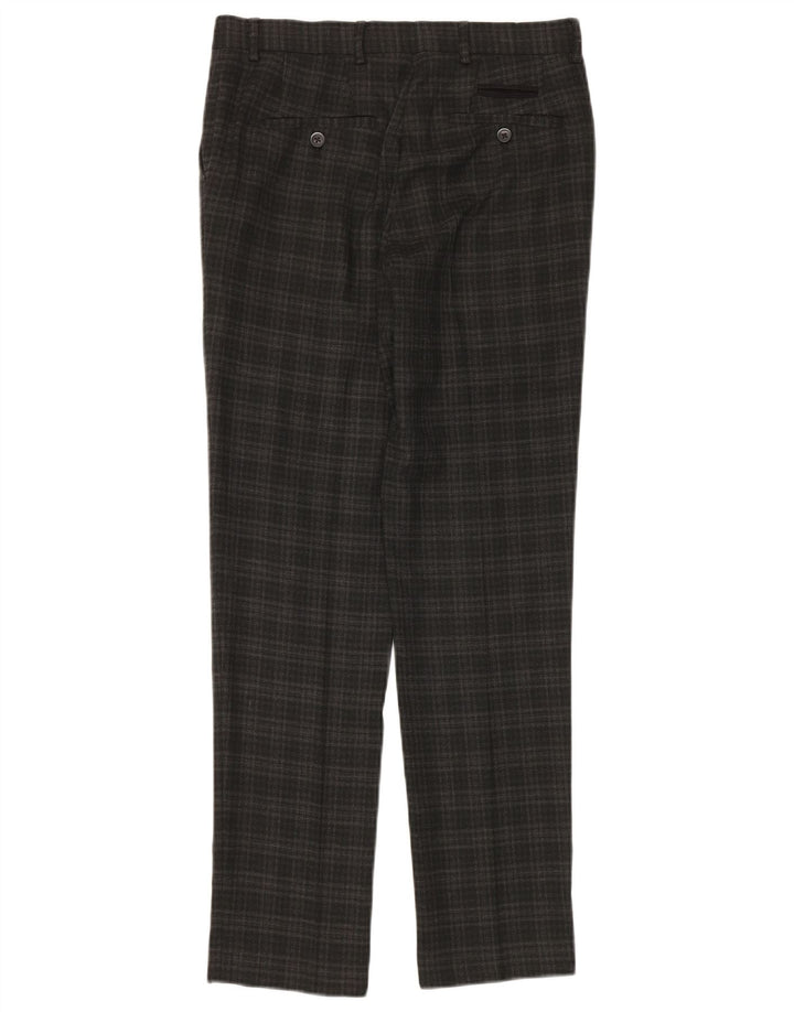 Pantaloni da abito slim da uomo Penguin W30 L32 Poliestere a quadri grigi