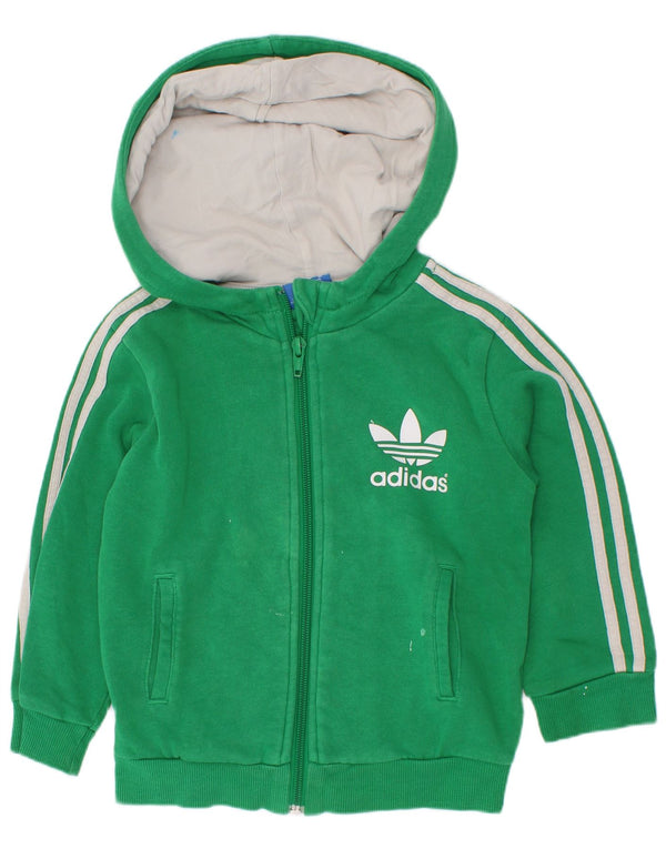 Maglione con cappuccio e zip grafica Adidas da bambino 18-24 mesi in cotone verde