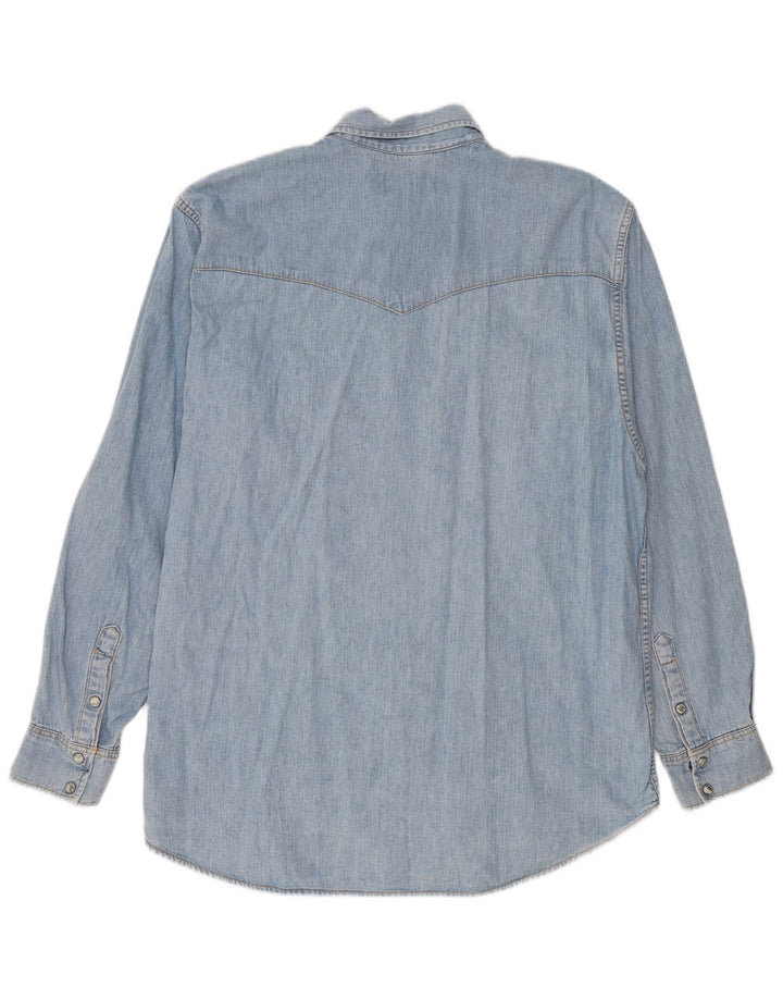 Camicia in denim da uomo Lee grande in cotone blu