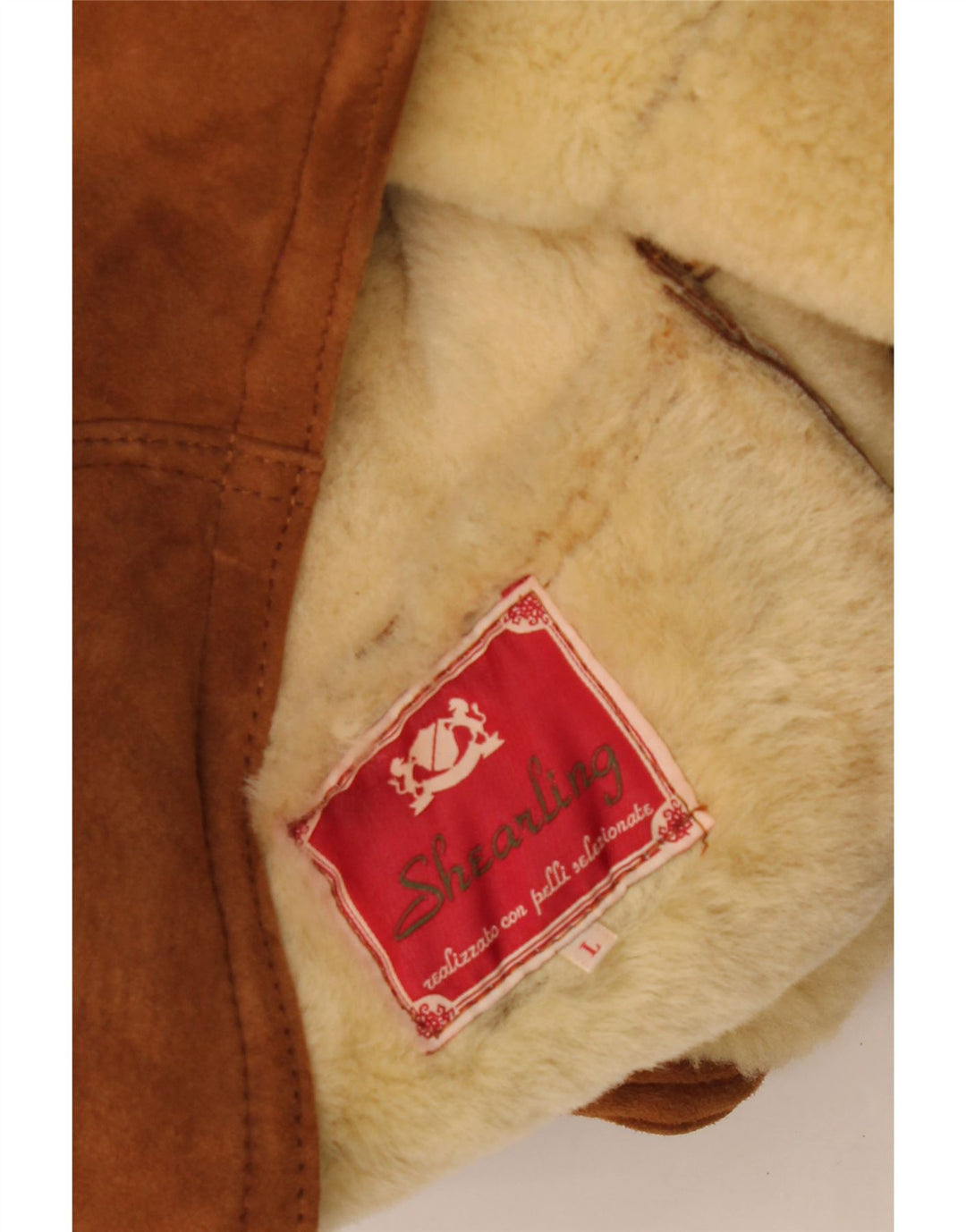 Giacca in shearling vintage da uomo UK 40 Shearling marrone grande