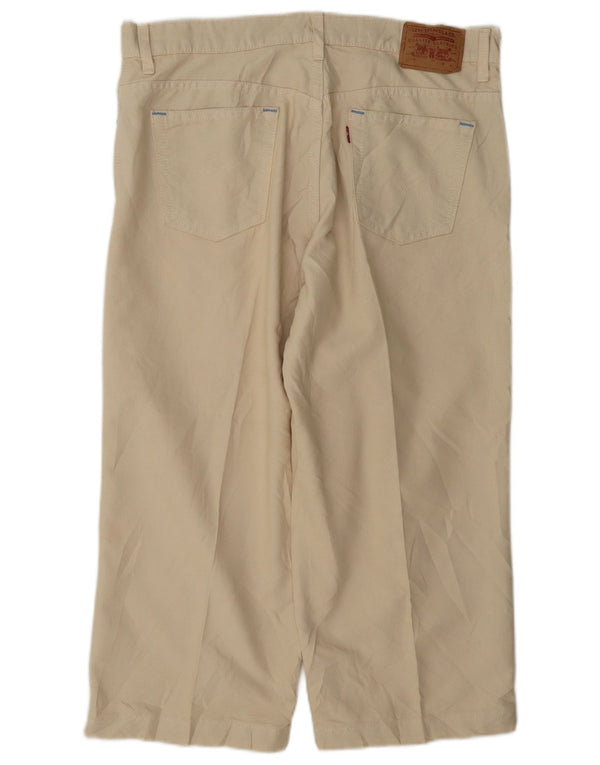 Pantaloni Capri a vita alta 577 da donna Levi's US 12 Large W34 L22 Beige