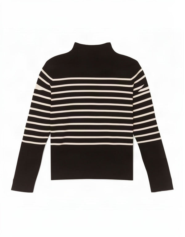 Top Zara da donna a maniche lunghe UK 14 Large in poliammide a righe nere