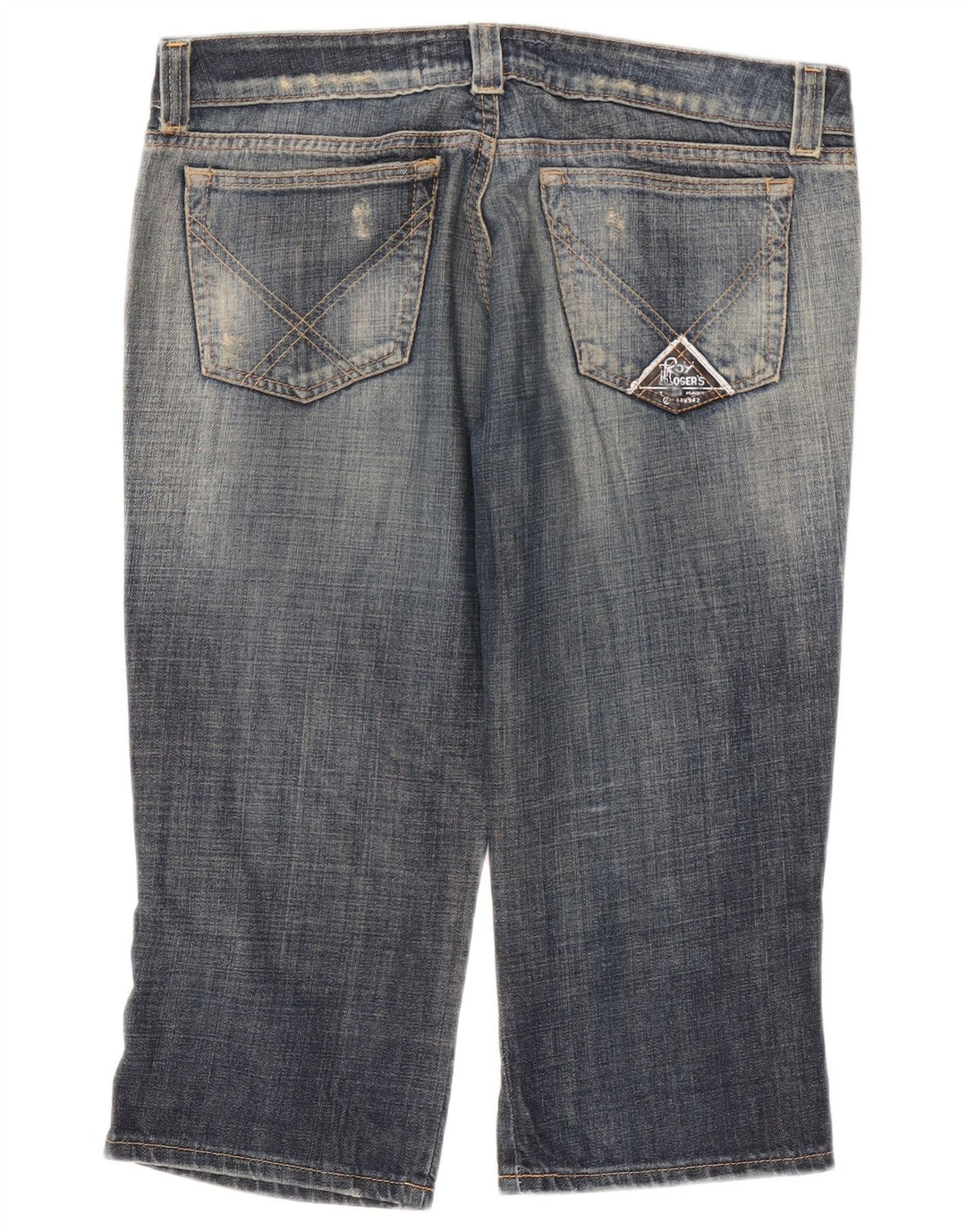 Jeans Capri invecchiati Seven Bell da donna Roy Rogers W34 L20 Blu