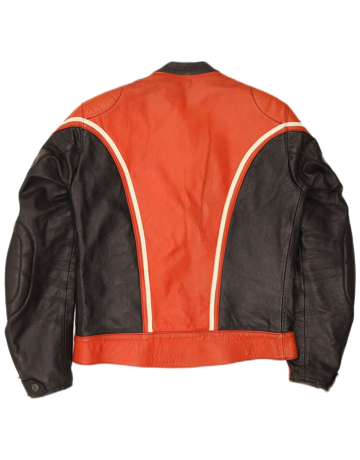 Giacca da corsa in pelle da donna vintage IT 52 2XL Colorblock rosso