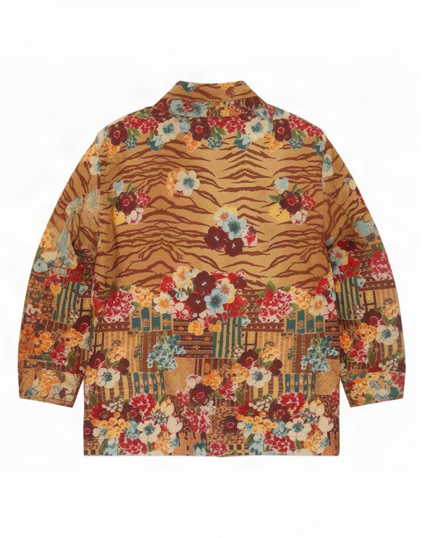 Giubbotto bomber da donna Jungle Kenzo UK 16 Large Beige Floral Cotton Retro