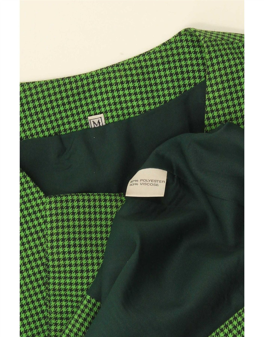 Giacca blazer senza maniche vintage da donna UK 12 pied de poule verde medio