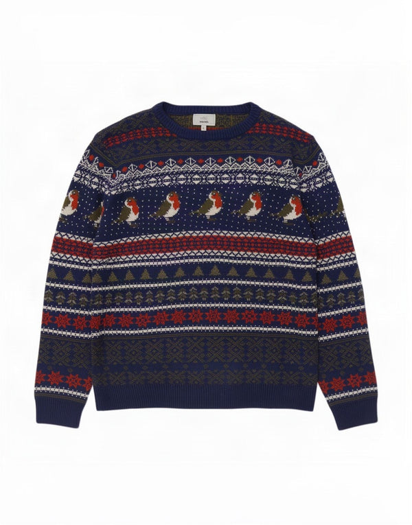 Marks & Spencer Maglione da uomo con scollo a barca XL Blu navy Fair Isle