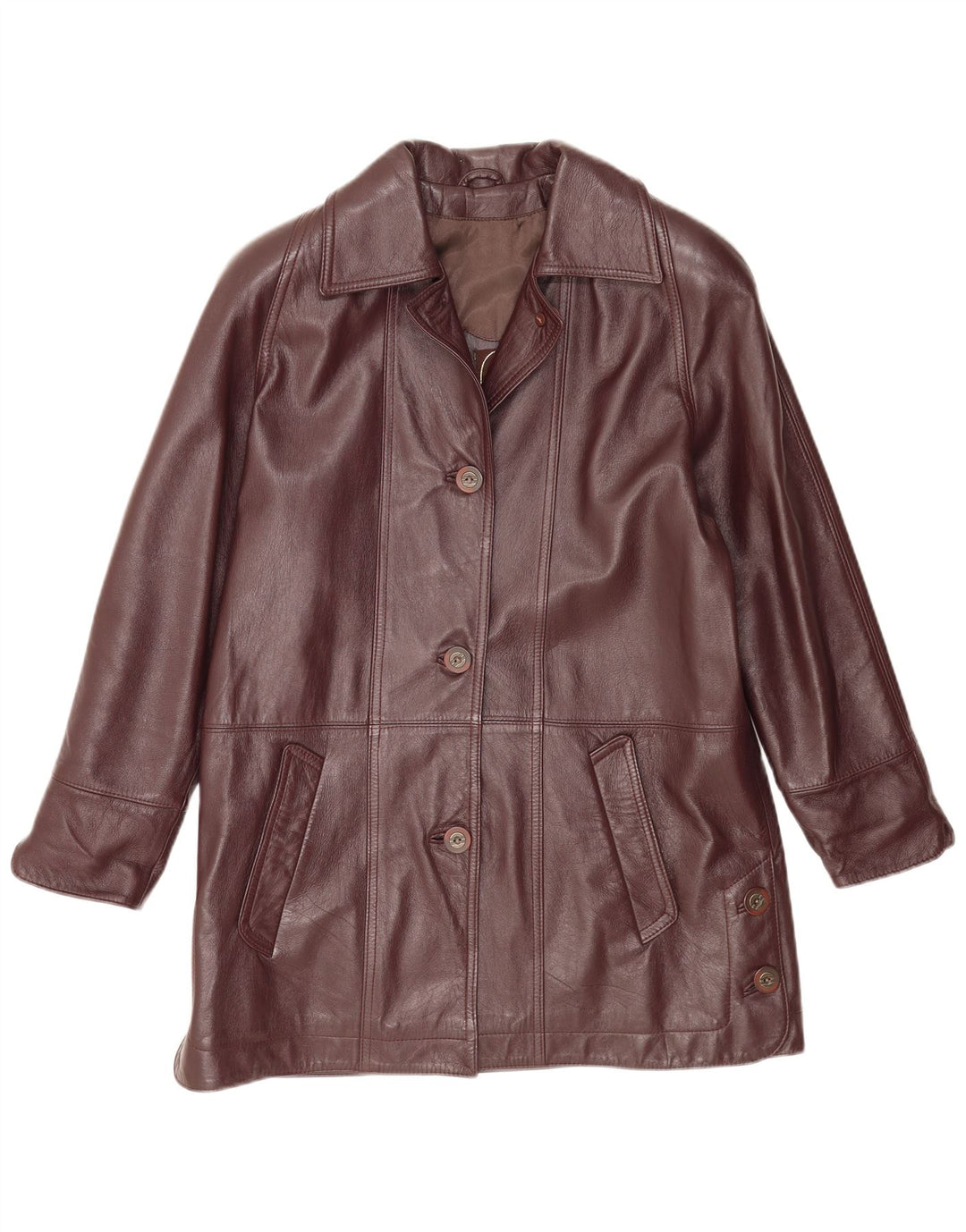 Cappotto in pelle vintage da donna IT 44 Marrone medio