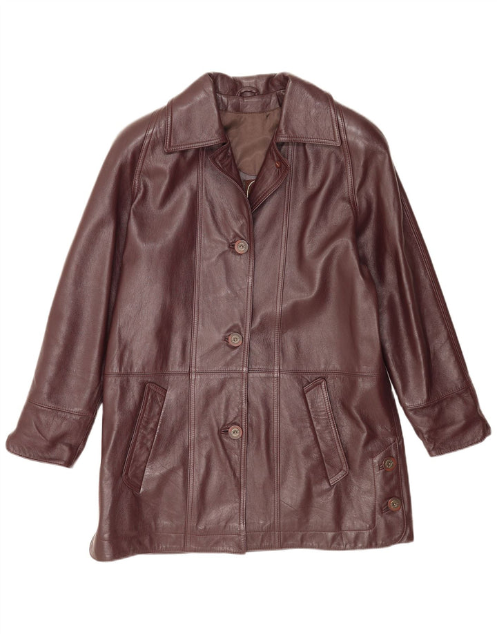 Cappotto in pelle vintage da donna IT 44 Marrone medio