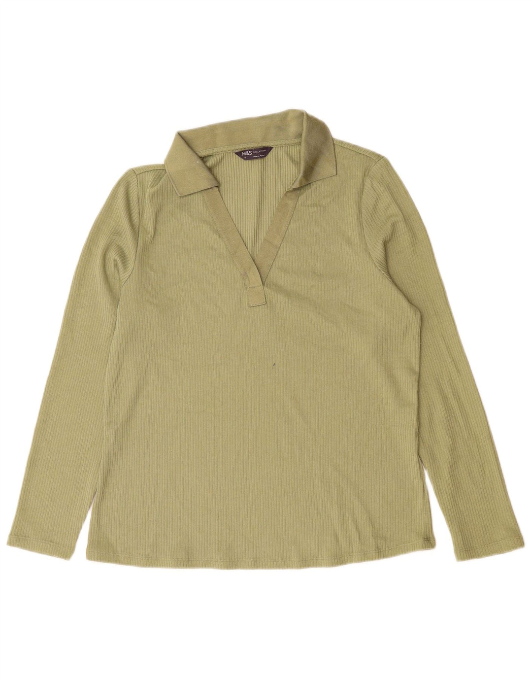Polo a maniche lunghe da donna Marks & Spencer UK 14 Large Verde Poliestere