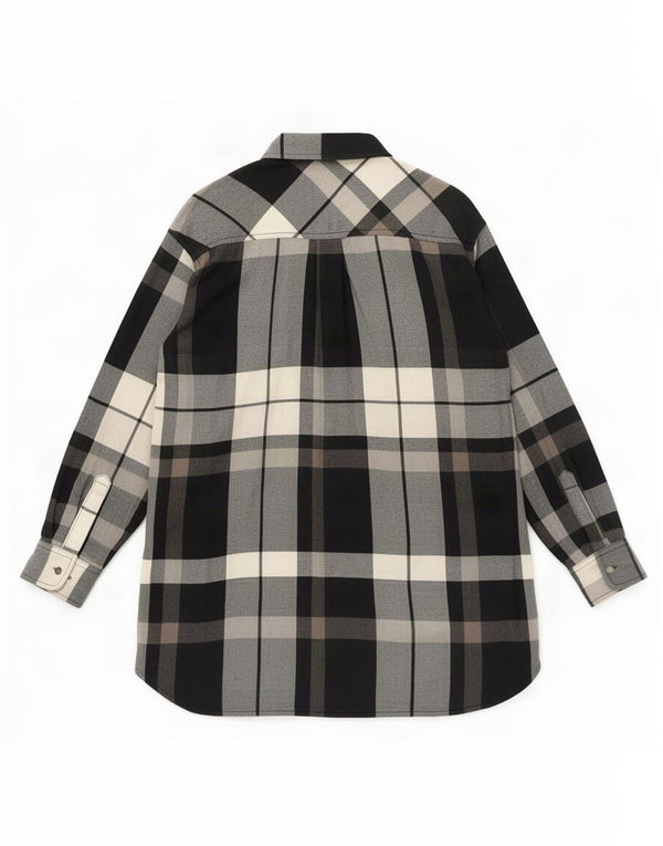 Abito chemisier oversize da donna Zara UK 10 piccolo in cotone a quadri neri