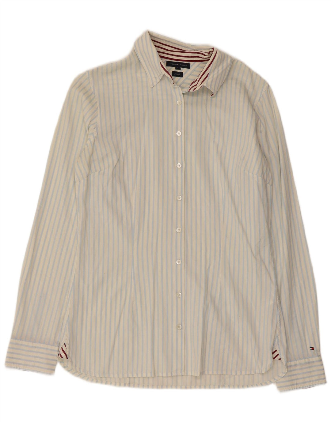 Camicia da donna Tommy Hilfiger US 6 cotone gessato bianco medio