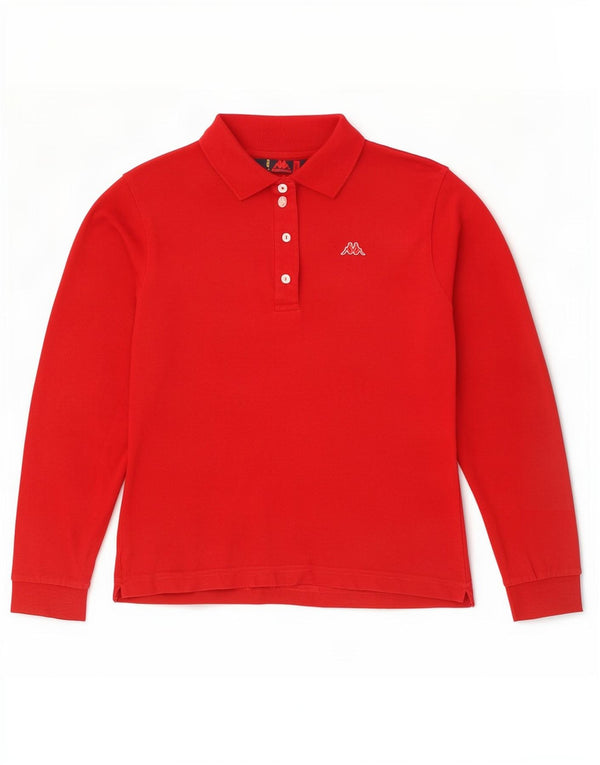 Polo Kappa da donna a maniche lunghe UK 18 XL rosso cotone