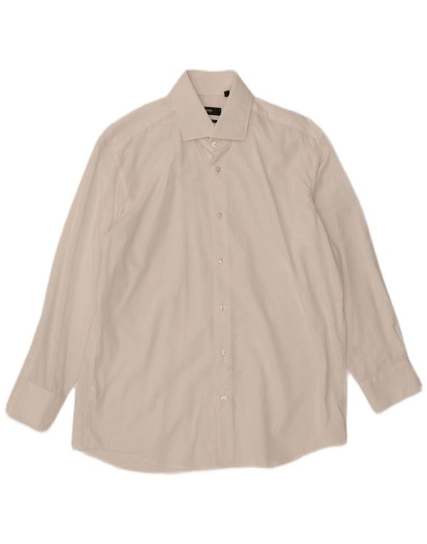 Camicia da uomo vestibilità regolare Hugo Boss taglia 16 1/2 42 grande cotone bianco