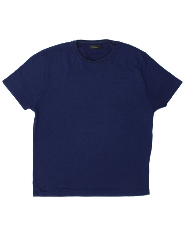 T-shirt da uomo Zara Top Large in poliestere blu navy