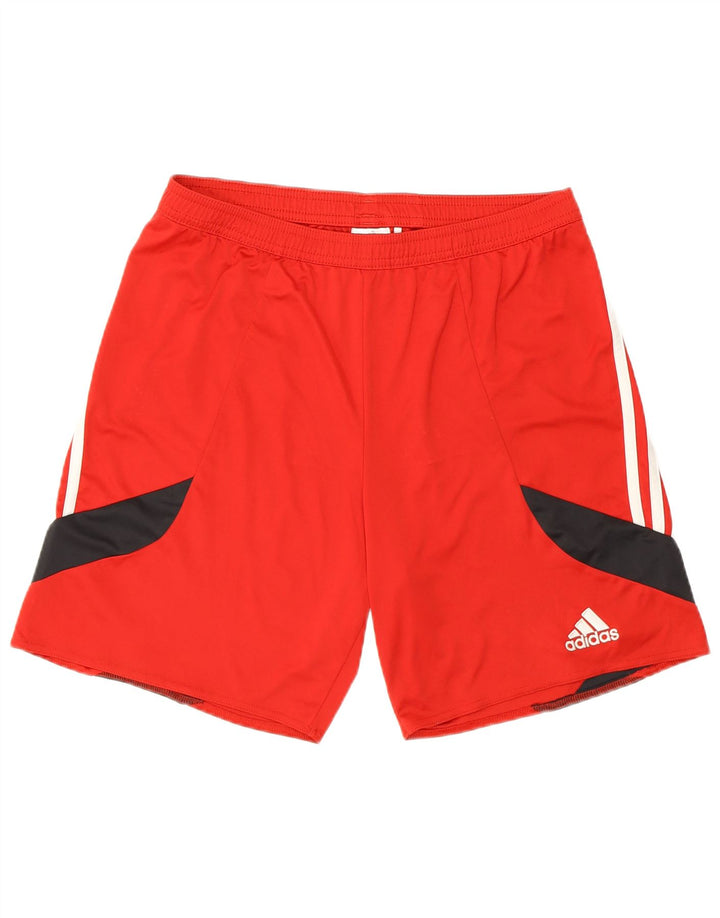 Pantaloncini sportivi Adidas Climalite da uomo in poliestere color block rosso medio