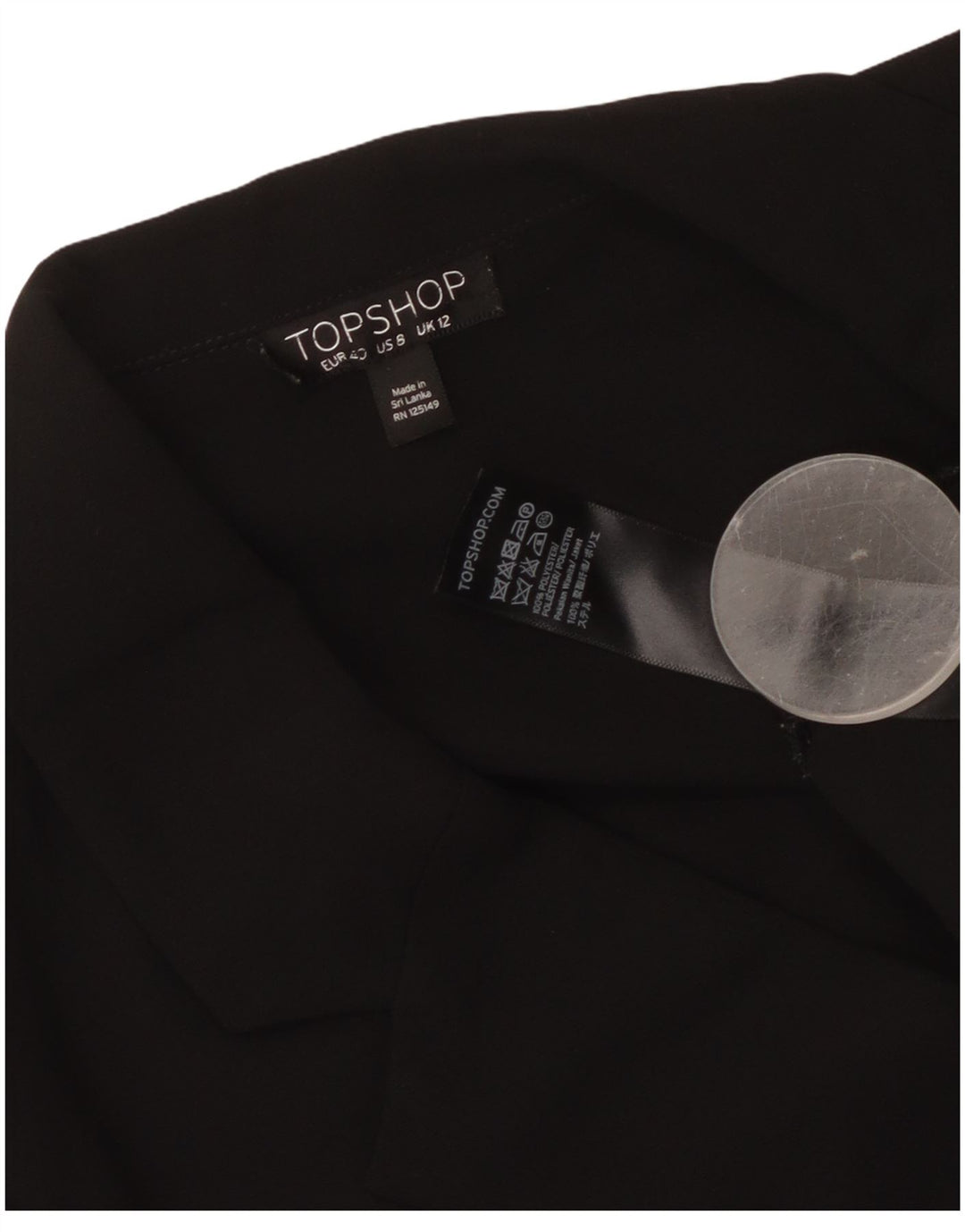 Cappotto da donna Topshop UK 12 poliestere nero medio