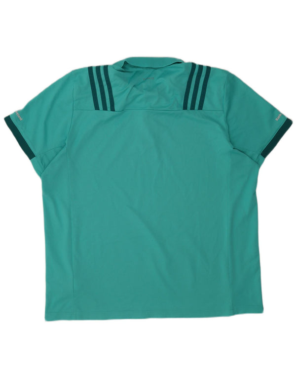 Adidas Mens Munster Rugby Polo Shirt 2XL Turquoise Colourblock Polyester