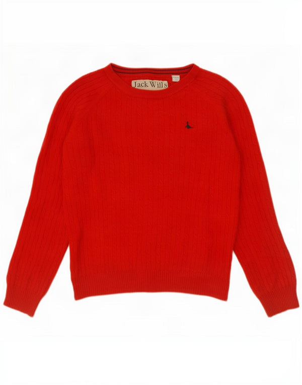 Maglione maglione con scollo a barca da donna Jack Wills UK 12 Cotone rosso medio