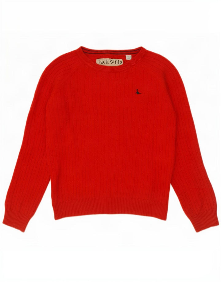 Maglione maglione con scollo a barca da donna Jack Wills UK 12 Cotone rosso medio