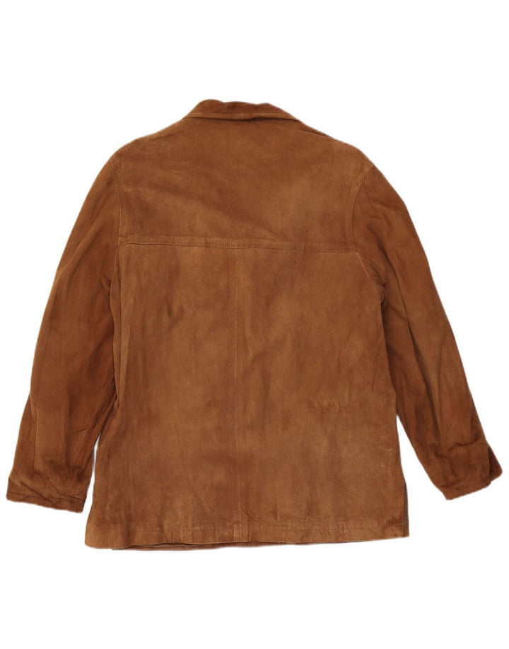 Giacca vintage in pelle scamosciata da donna IT 44 in pelle marrone medio