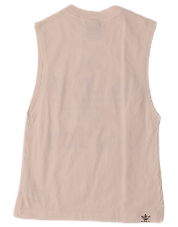 Canottiera grafica da donna Adidas UK 10 piccola in cotone bianco