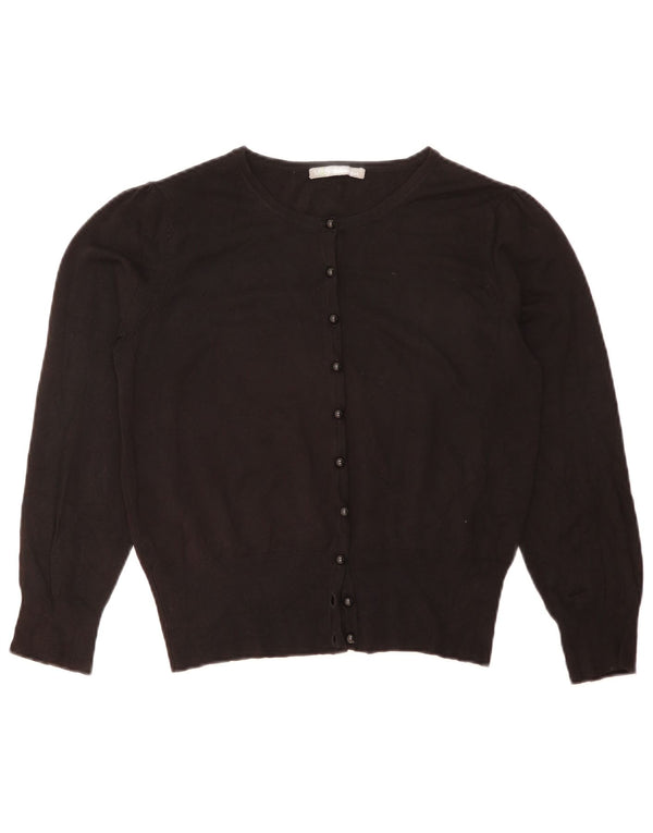 Maglione cardigan corto da donna Marks & Spencer UK 14 grande viscosa nera