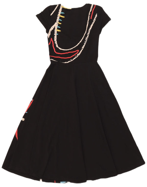 Desigual Abito da donna a linea A con grafica UK 8 piccolo in cotone nero