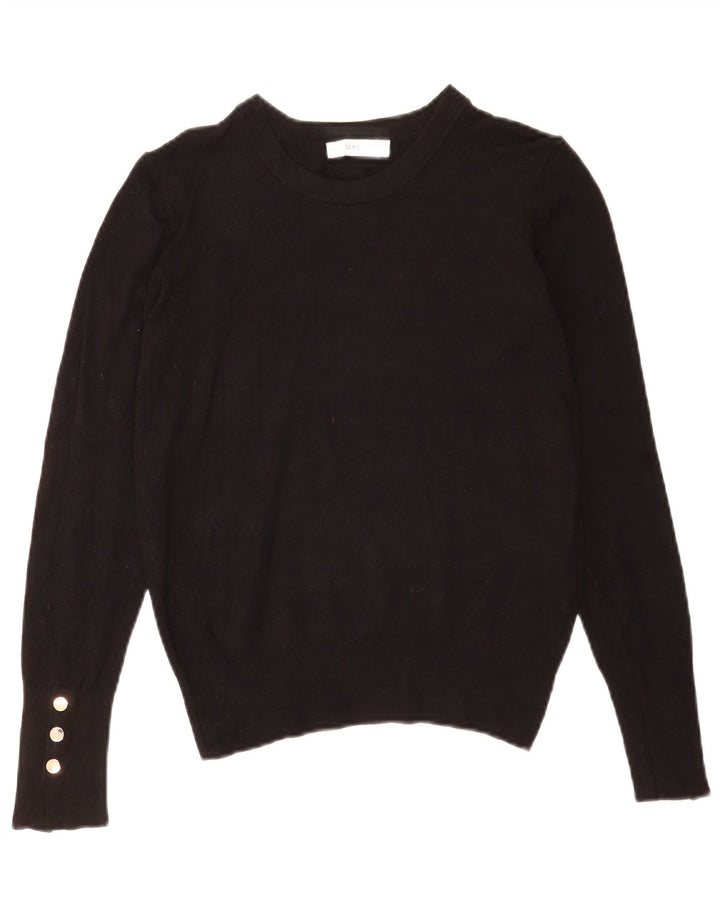 Maglione maglione con scollo a barca da donna Zara UK 12 medio nero