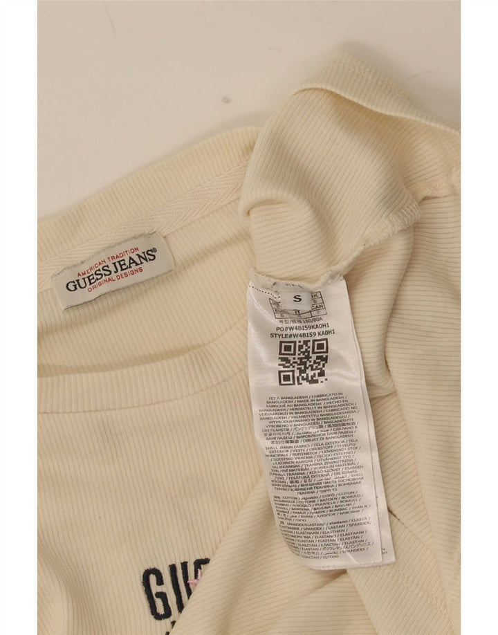Guess Top da donna a maniche lunghe UK 8 Small in cotone bianco sporco
