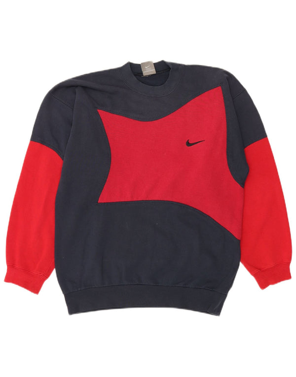 Nike Mens Sweatshirt Jumper UK 39/41 Medium Navy Blue Colourblock